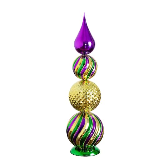 22-in Mardi Gras Finial Table Decor by Nearly Natural - Pattern/Print - 24"